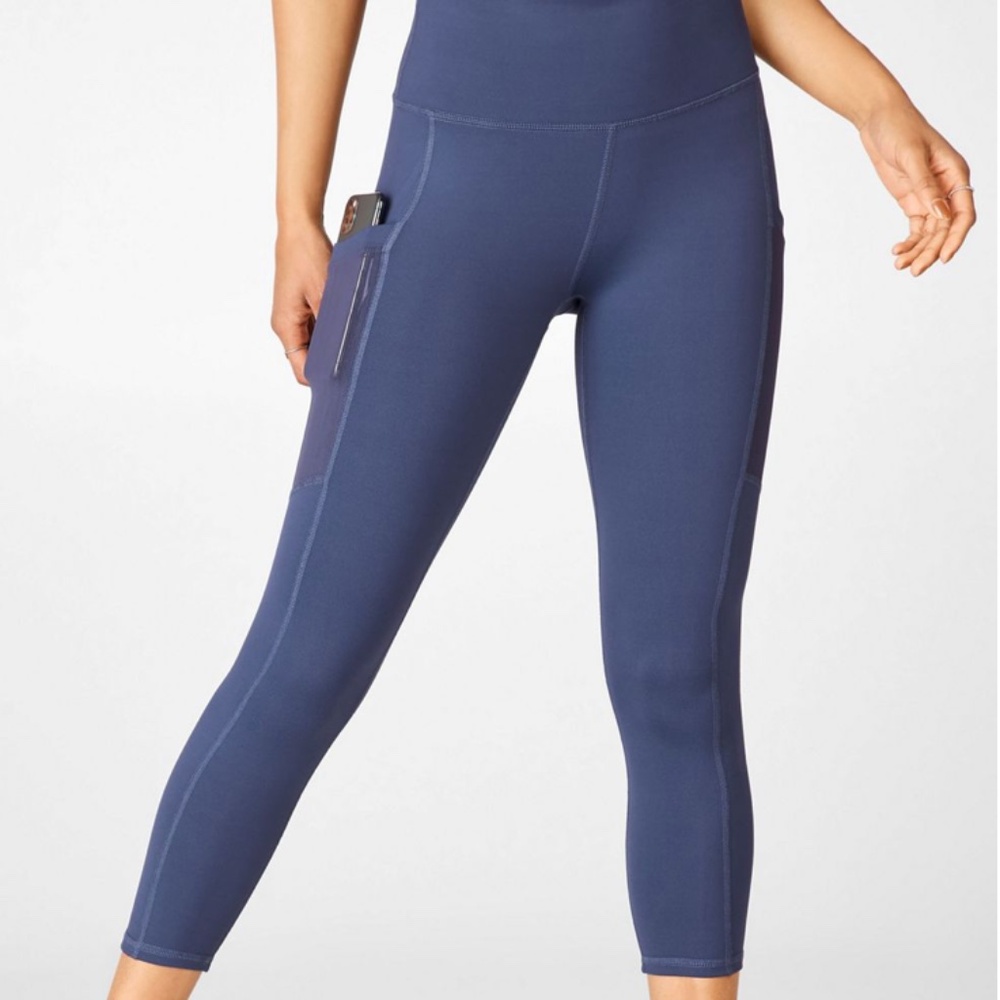 Fabletics On-The-Go PowerHold® High-Waisted Capri, Size XS, Color Aegean
